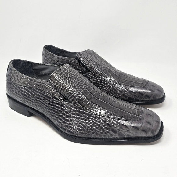 Stacy Adams Parisi Gray Leather Crocodile Embossed Loafers Size 13 Style 24903 - Picture 12 of 12